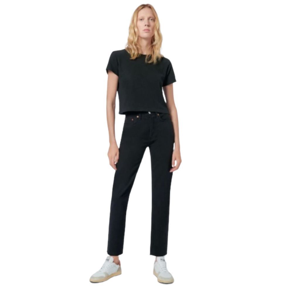 Redone 70s Stove Pipe Straight Jeans in Jet Black Size 28